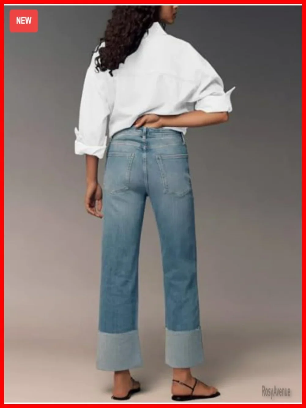 Wide Leg Baggy High Waist Boyfriend Straight Leg Stretchy Denim Pants Trendy